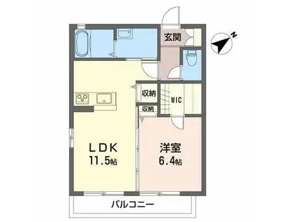 シャーメゾン・クオーレ(1LDK/2階)の間取り写真