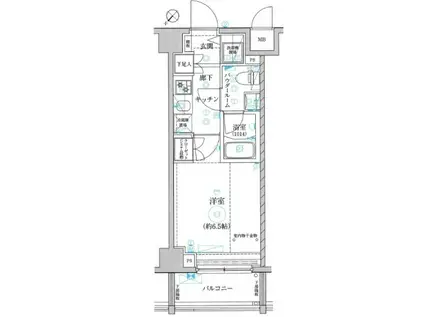 レアライズ立川(1K/4階)の間取り写真