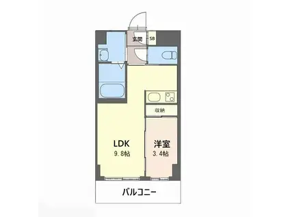 シャトーパルモア武庫之荘(1LDK/3階)の間取り写真