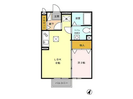 ヴィスナー(1LDK/2階)の間取り写真