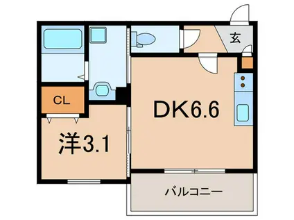 ココングランジュール芦屋西2(1DK/2階)の間取り写真