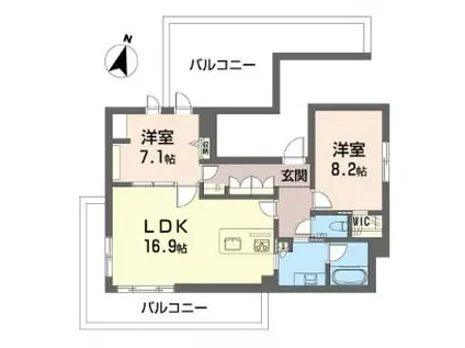 カンタービレ荻窪(2LDK/4階)の間取り写真