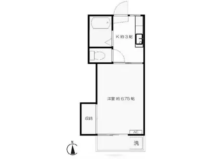 第3玉水ハイム(1K/1階)の間取り写真