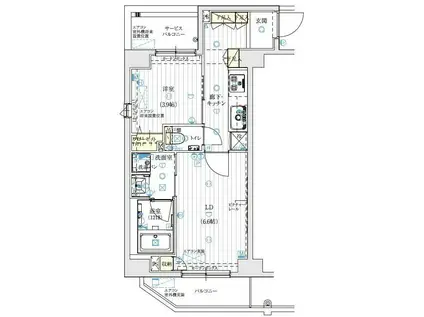 ル・リオン大鳥居(1LDK/10階)の間取り写真