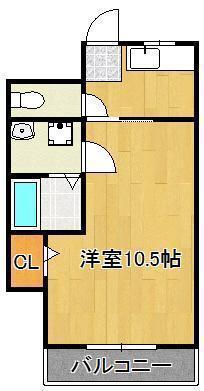 ハビタット(1K/3階)の間取り写真