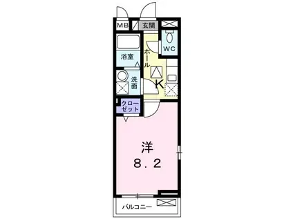 巽北ロイヤルヴィラ(1K/1階)の間取り写真