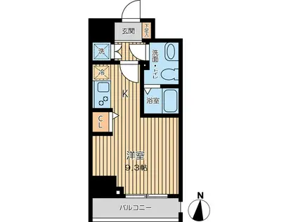 CITY SPIRE三ノ輪II(ワンルーム/9階)の間取り写真