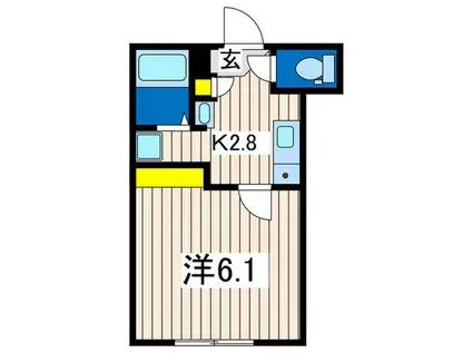 クレシア鷹取(1K/1階)の間取り写真