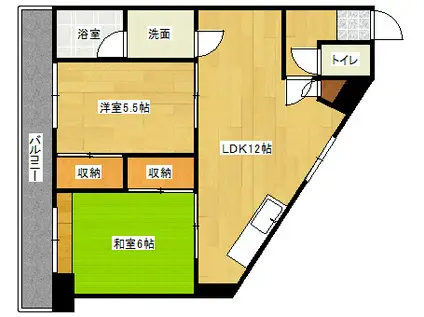 下田ハイツ(2LDK/4階)の間取り写真