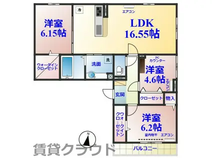 明幸2番館(3LDK/1階)の間取り写真