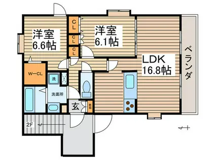 RESIDENCE ECLAIR(2LDK/1階)の間取り写真