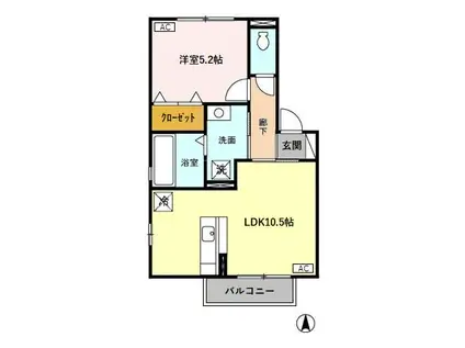 メリオル木曳野(1LDK/2階)の間取り写真