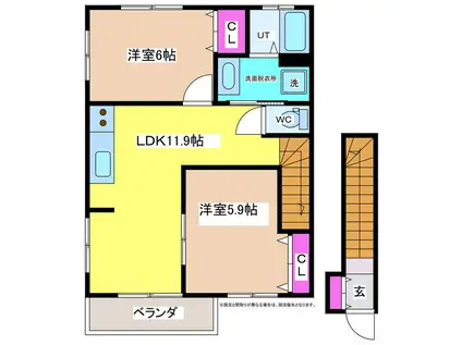 メゾン・ド・ルミエール(2LDK/2階)の間取り写真