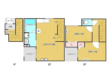 スターフィールド(2LDK/3階)の間取り写真