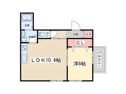 ラヴィータ三国本町(1LDK/2階)の間取り写真