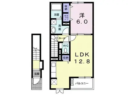ベラルーチェヒミコ(1LDK/2階)の間取り写真