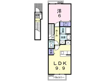 MS COURT I(1LDK/2階)の間取り写真