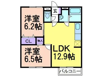 シャンペトレII(2LDK/2階)の間取り写真