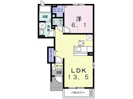 カーサ・プラシードB(1LDK/1階)の間取り写真