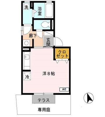 テラー・ウエスト新芦屋(ワンルーム/2階)の間取り写真