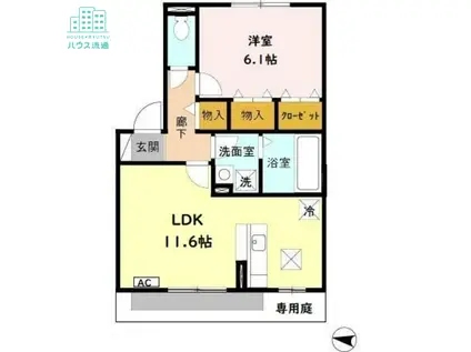 メゾン・ラ・パトリアF(1LDK/1階)の間取り写真