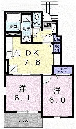 ノースエンゼル(2DK/1階)の間取り写真