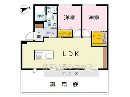 中島レジデンス B棟(2LDK/1階)の間取り写真