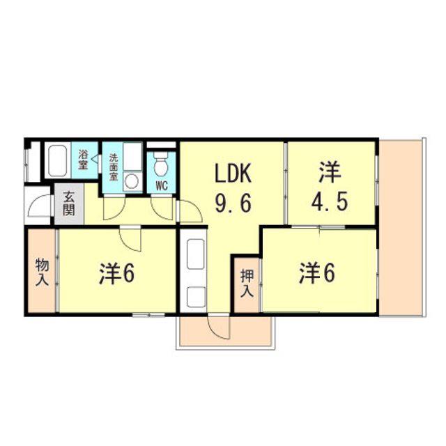 ガーネット森北町(2LDK/2階)の間取り写真