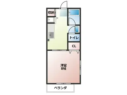 ローズパーク参番館(1K/1階)の間取り写真