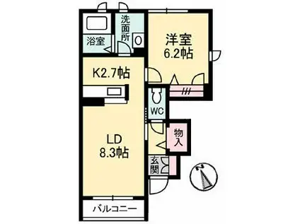 カーサフェリオ(1LDK/1階)の間取り写真