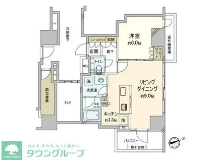 シャリエ御茶ノ水(1LDK/8階)の間取り写真