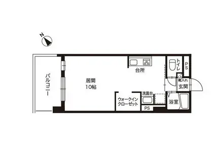 ジュイエ中の島(1DK/2階)の間取り写真