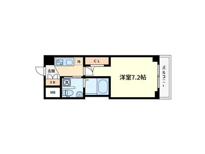 ラシーヌ天王寺町南(1K/6階)の間取り写真