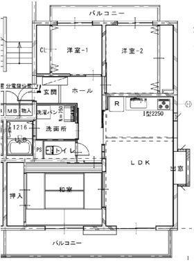 グレース蓮池(3LDK/1階)の間取り写真