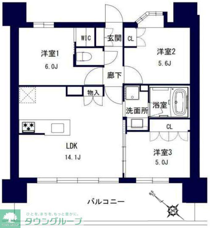 センチュリー千葉みなと(3LDK/2階)の間取り写真