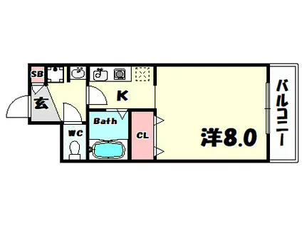 DOMみなと元町(1K/4階)の間取り写真