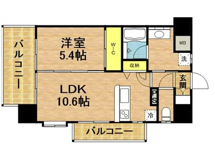 FELICE KURUME CITY(1LDK/10階)の間取り写真