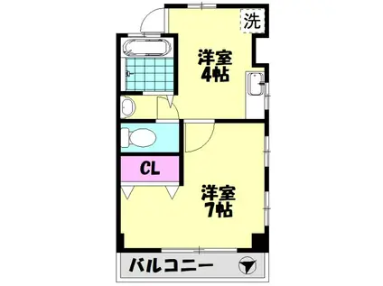 ホンダコーポ(1K/3階)の間取り写真