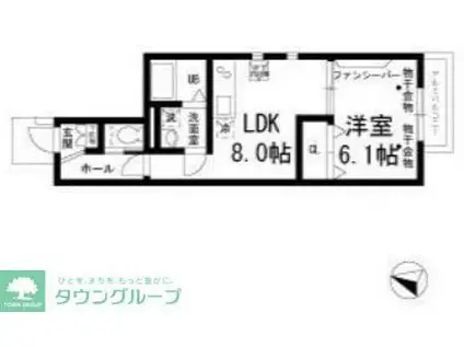 ティール(1LDK/1階)の間取り写真
