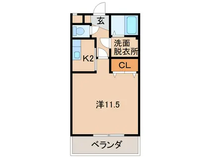 グラン・レーヴ(1K/1階)の間取り写真