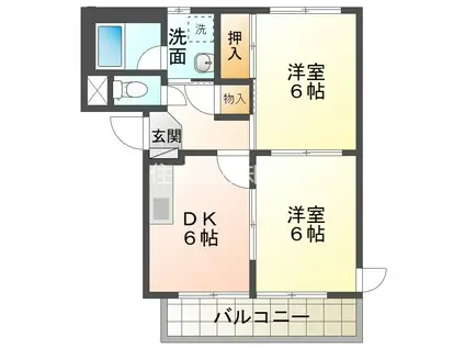 サウス谷田(2DK/2階)の間取り写真