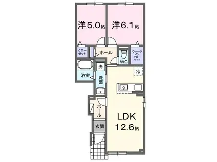 ラピス・ラズリ(2LDK/1階)の間取り写真