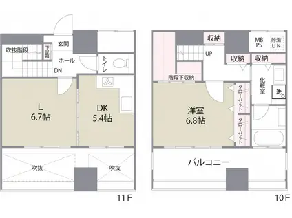 THE CROSS-MENT(1LDK/11階)の間取り写真