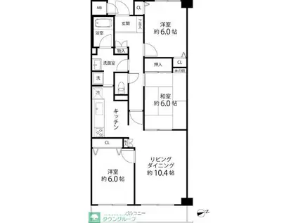 TS GARDEN横浜岸根公園(3LDK/3階)の間取り写真