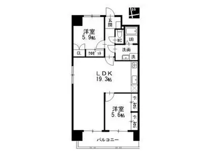グレイスコート千代田(2LDK/6階)の間取り写真