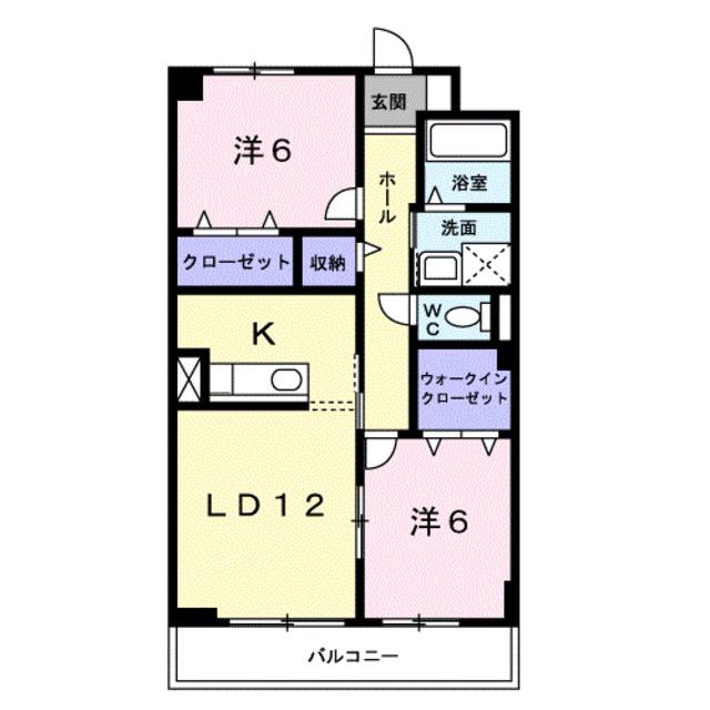 ソレアードII(2LDK/3階)の間取り写真