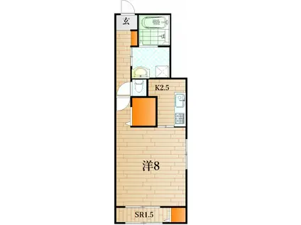 アンカンシエル(1K/1階)の間取り写真