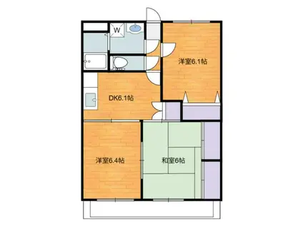 ヴィラパークサイド(3DK/2階)の間取り写真