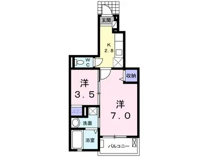 パークビレッジ春日部II(2K/1階)の間取り写真
