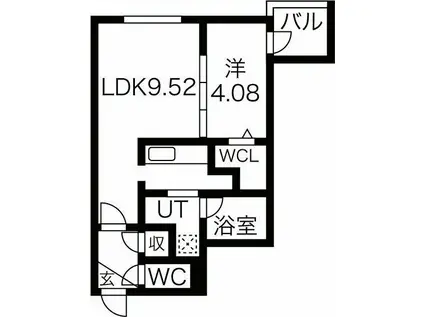 メルヴェイユ コトニ(1LDK/1階)の間取り写真
